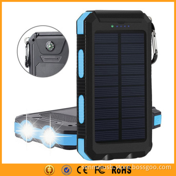 Dual USB Portable 5000mAh Power Bank Solar Waterproof with Compass